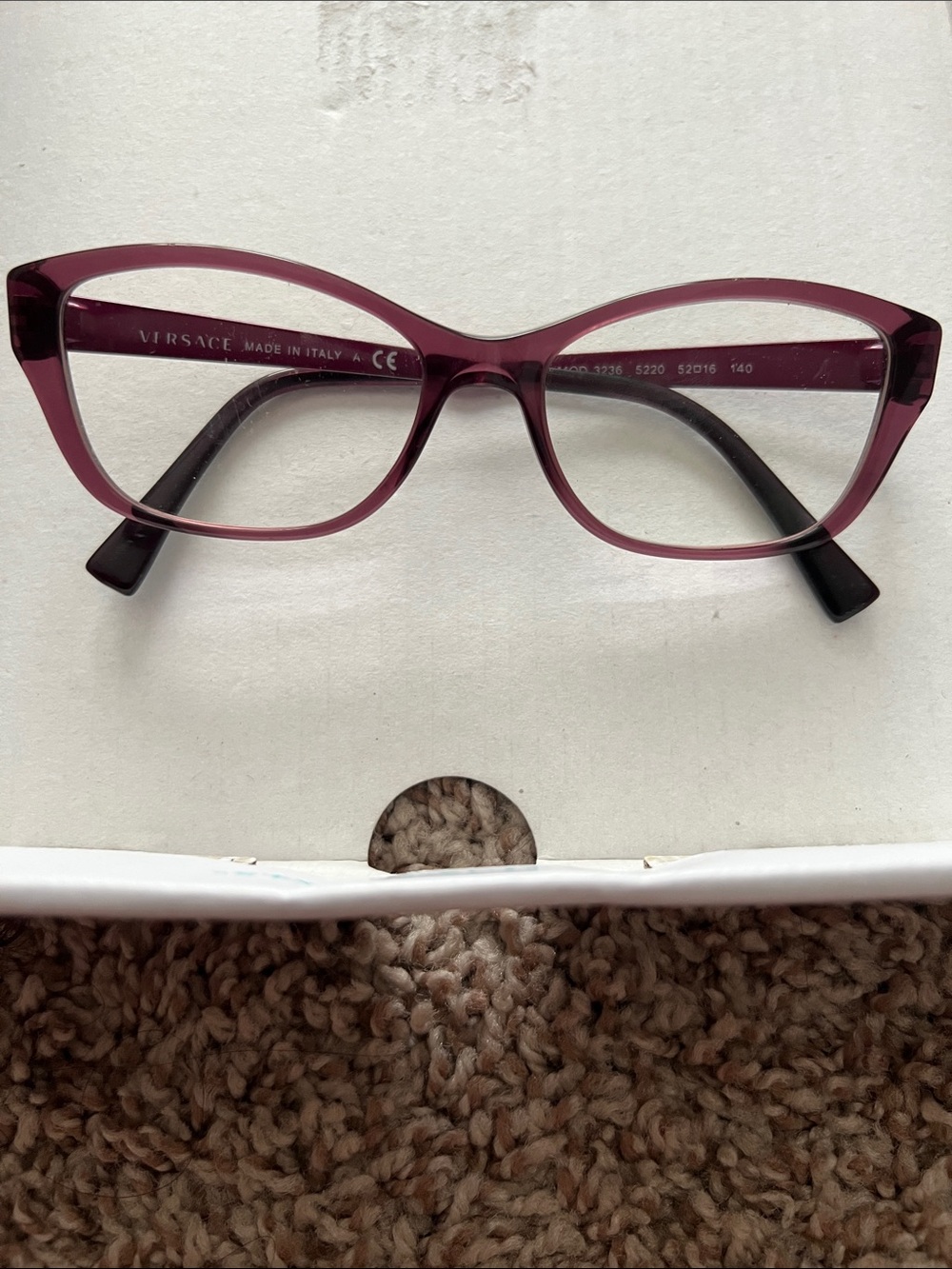Versace Women's Plum Cat-Eye Eyeglass Frames
